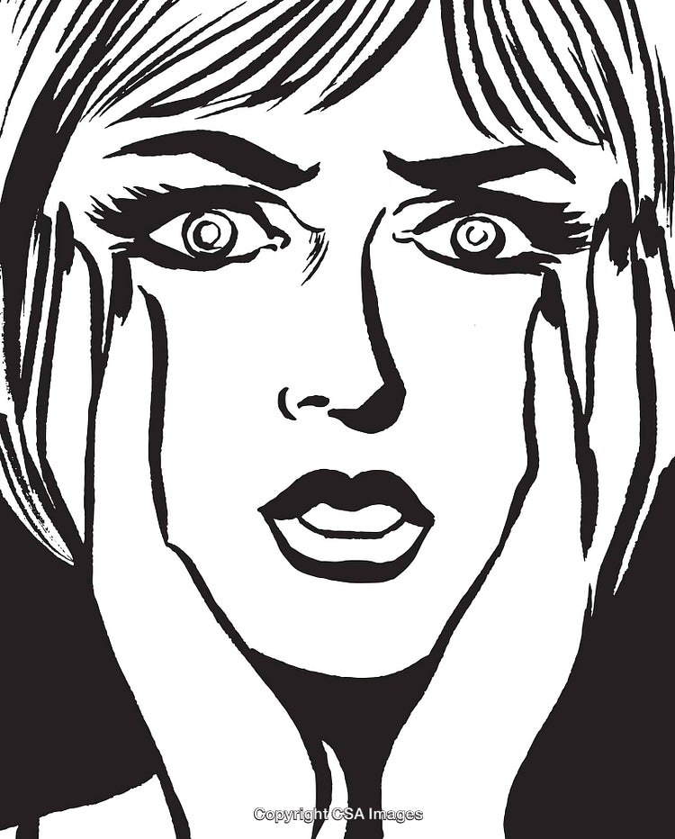 Pop Art Style Illustration of a Surprised and Shocked Woman's Face