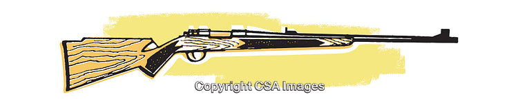 Hand-Drawn Illustration of a Rifle in Black and Yellow Colors