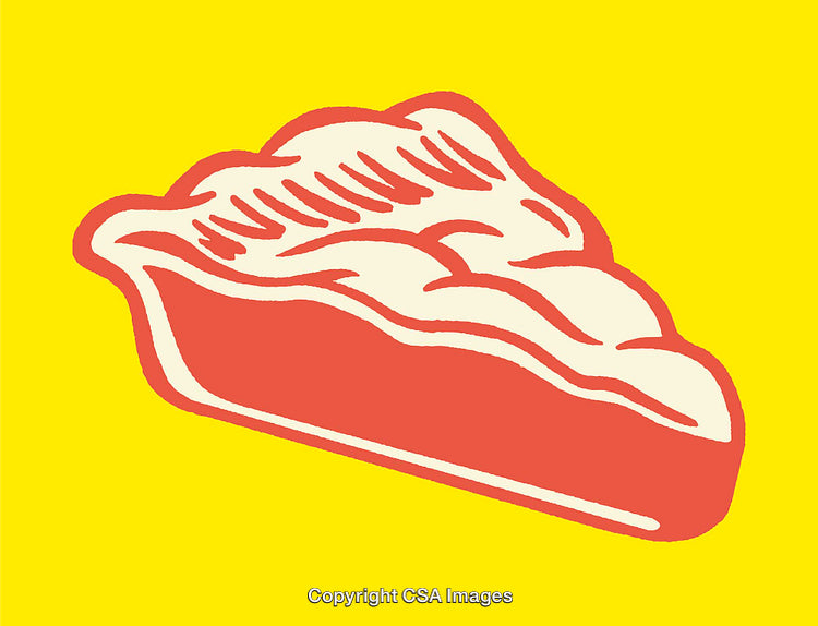 Colorful Line Art Illustration of a Slice of Pie with a Yellow Background