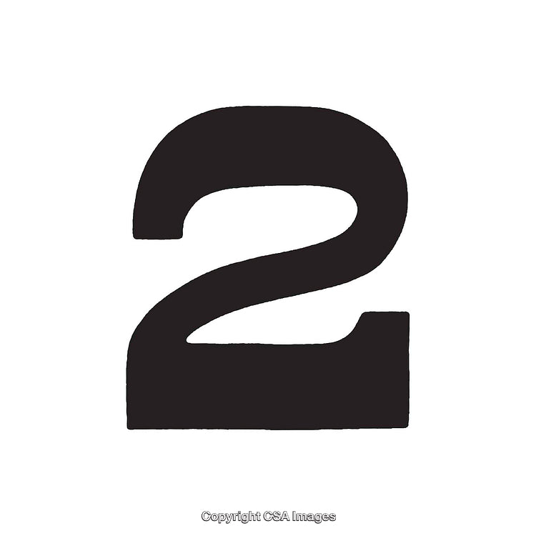 Black Number Two on a White Background Depicted in Bold Typography