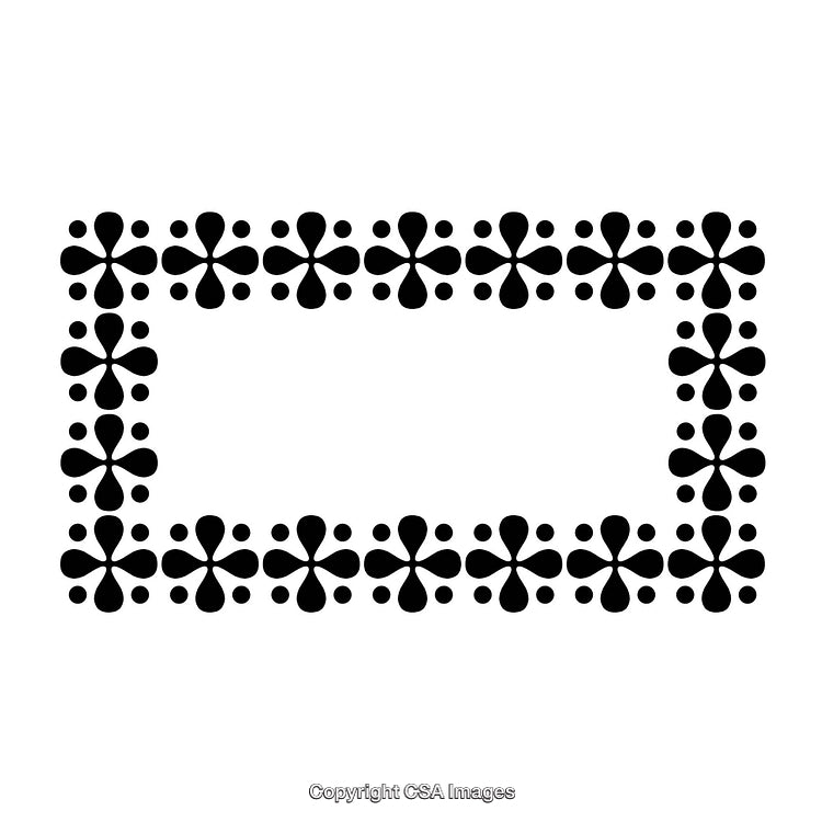Black and White Decorative Border Featuring Symmetrical Floral Patterns