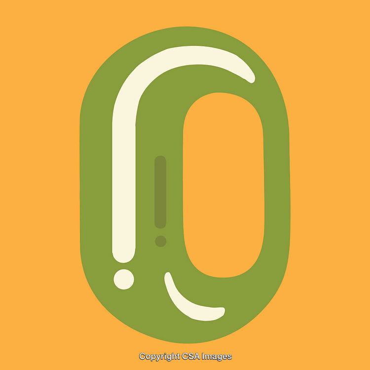 Stylized Green Letter O on a Bright Orange Background