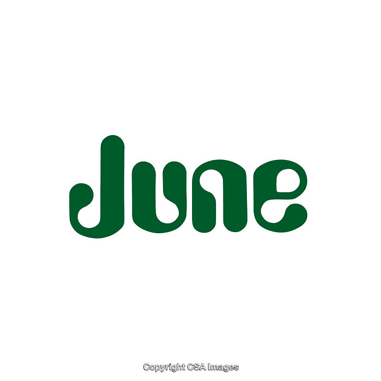 Bold Green Typography Featuring the Word "June" on a White Background