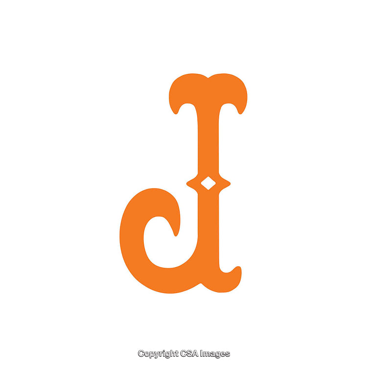 Elegant Orange Ornamental Letter J in Serif Typography Design