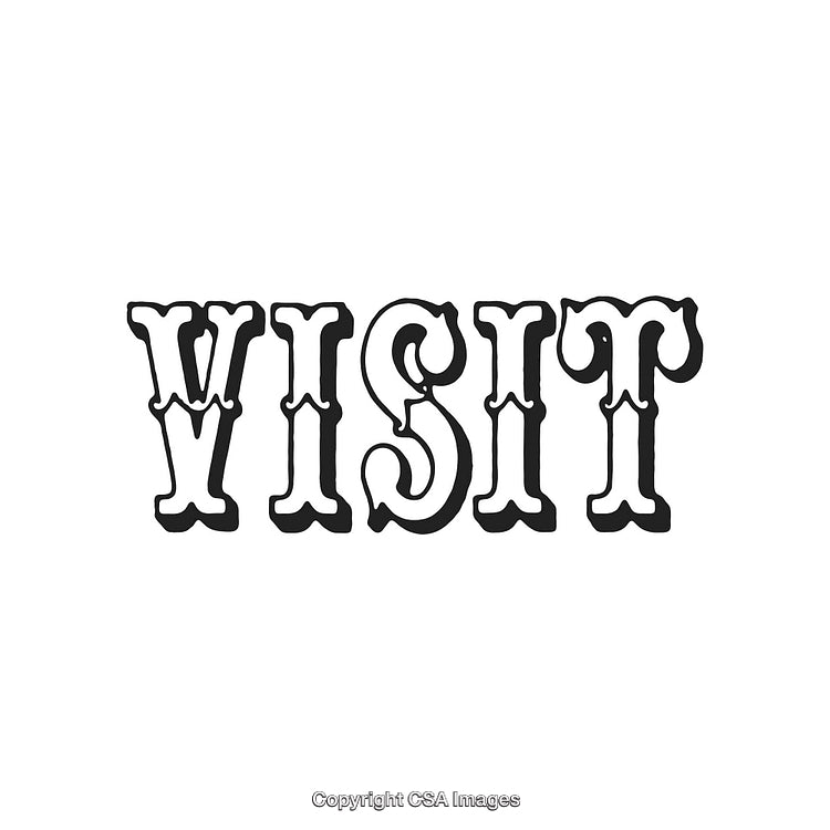 Vintage Banner Design Featuring the Word Visit in Retro Typography Style