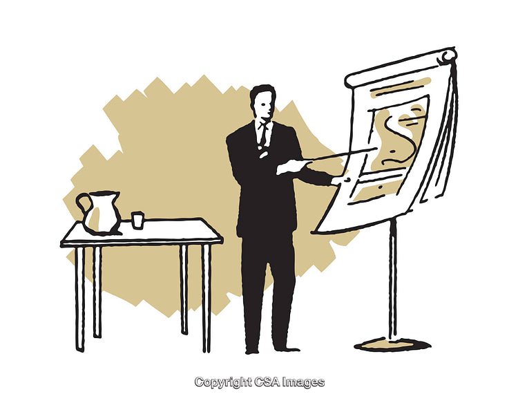 Illustration of a Professional Presenting Business Concept with Flip Chart