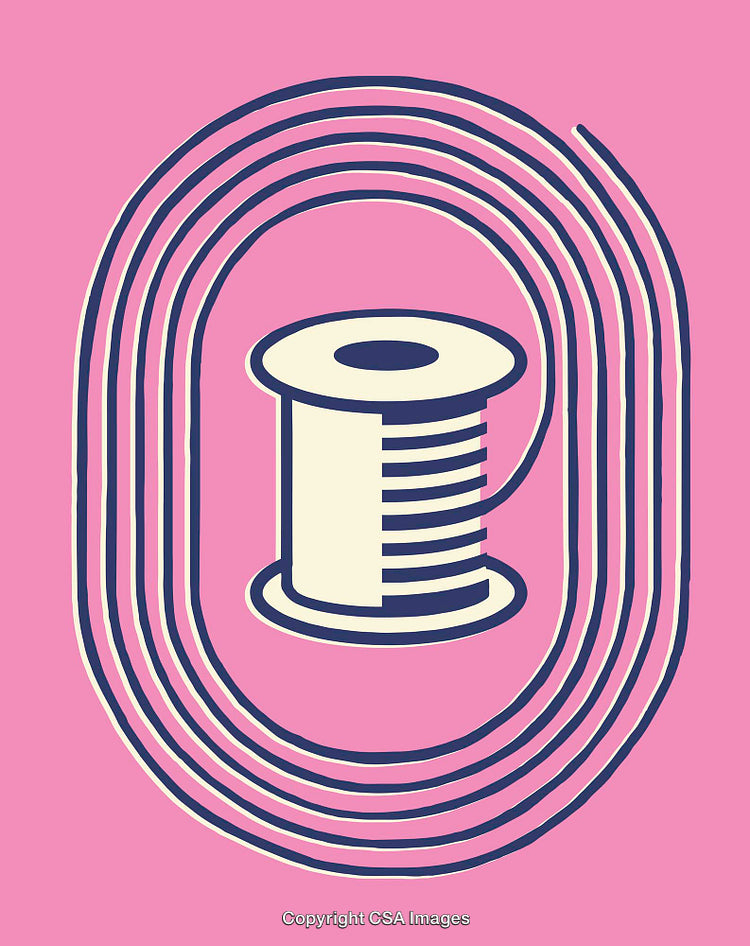 Minimalist Spool of Thread Illustration With a Pink Background