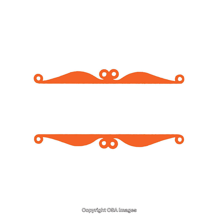 Orange Decorative Scrollwork Elements Vector Isolated on White Background