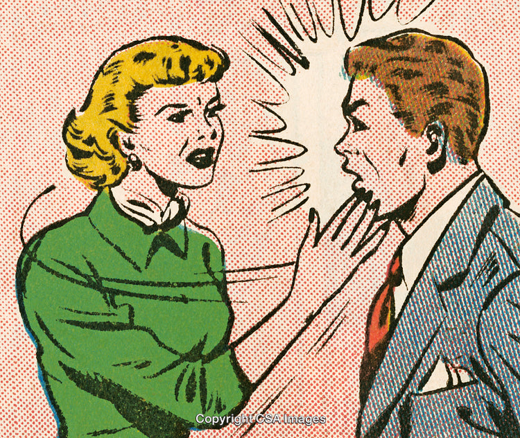 Retro Comic Illustration of Dramatic Interpersonal Conflict