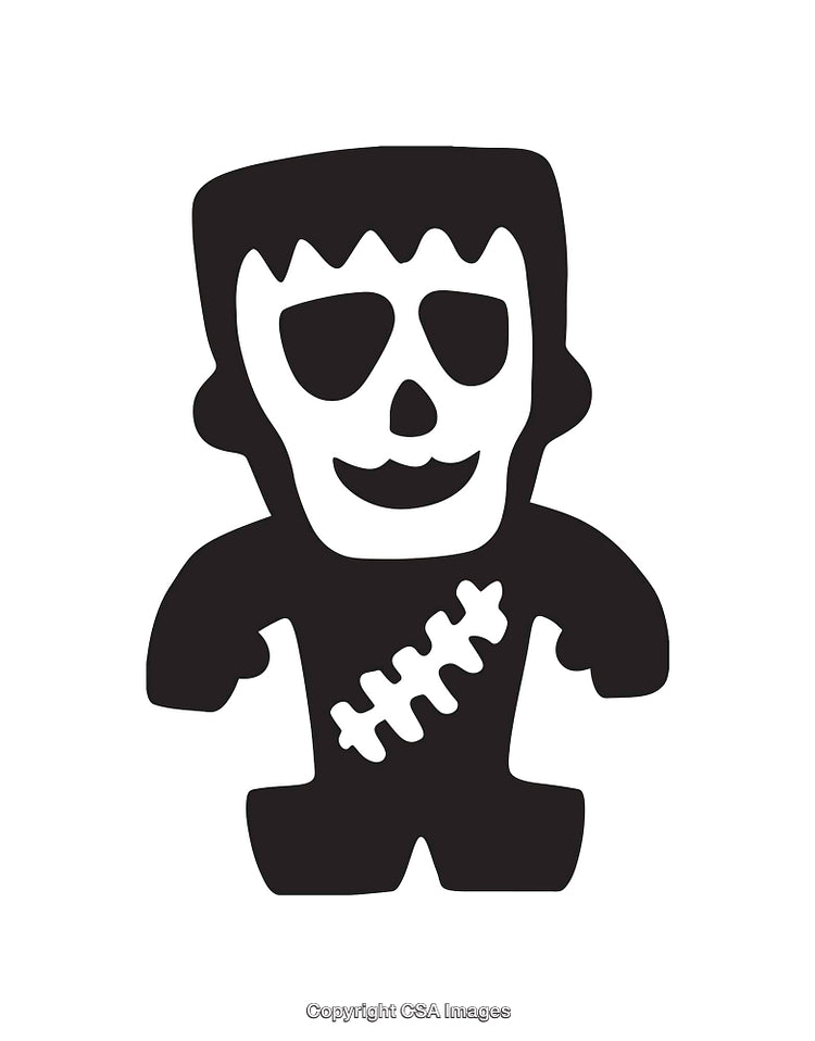 Halloween-Themed Black and White Icon of a Monster Character