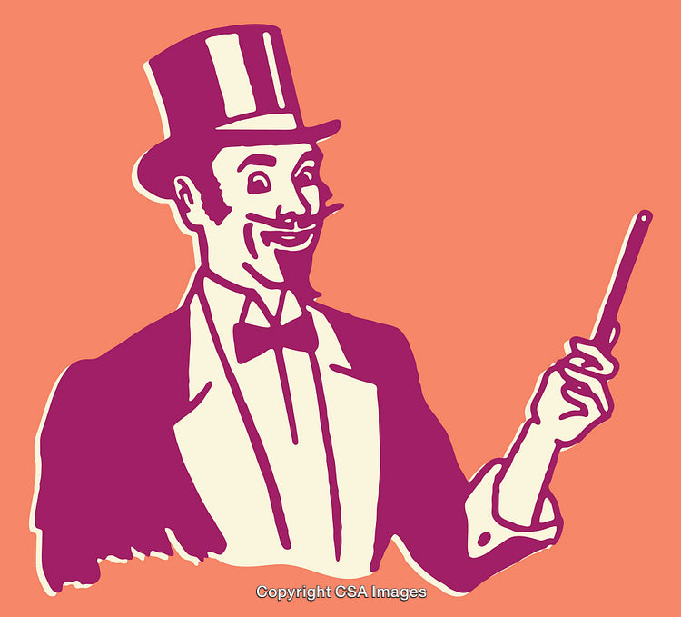 Vintage Styled Gentleman Image with Top Hat and Cane Illustration
