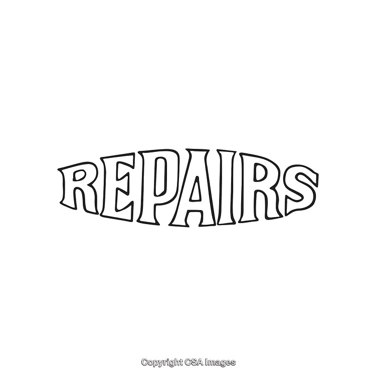 Bold Black and White Text Design Featuring the Word 'Repairs'