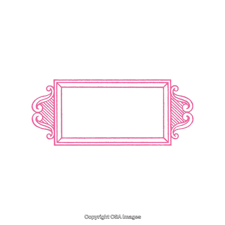 Decorative Pink Outline Frame with Ornamental Design on a White Background