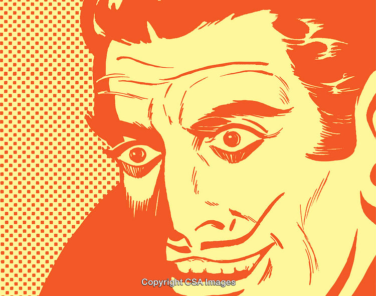 Retro Style Pop Art Illustration of a Smiling Male Face