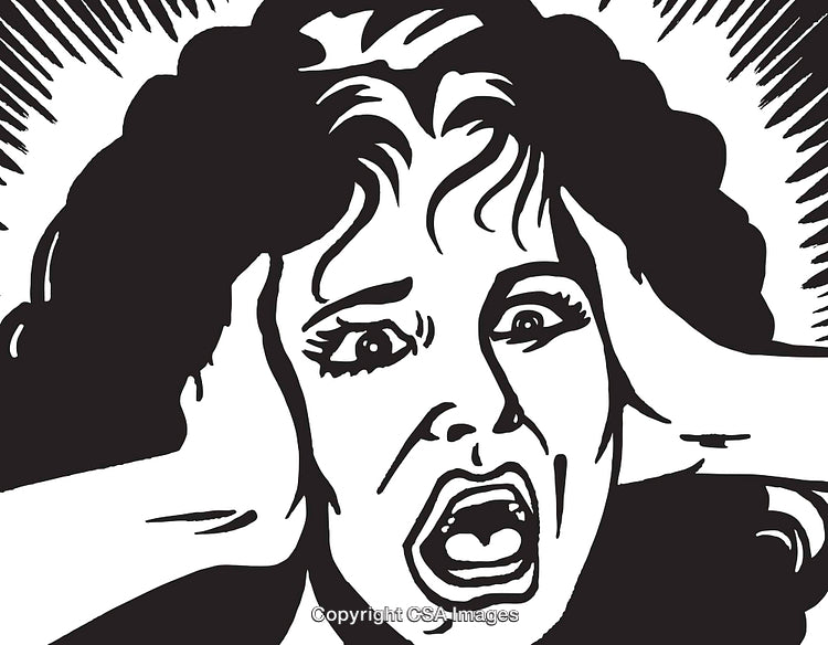 Vintage Pop Art Style Woman Experiencing Shock and Fear in Comic Design