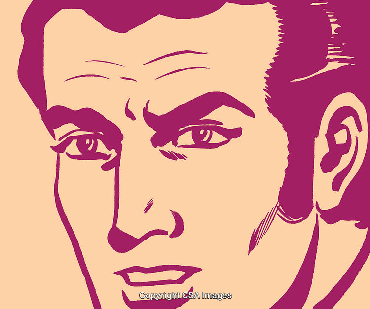Bold Pop Art Style Drawing of a Man's Face in Vibrant Colors