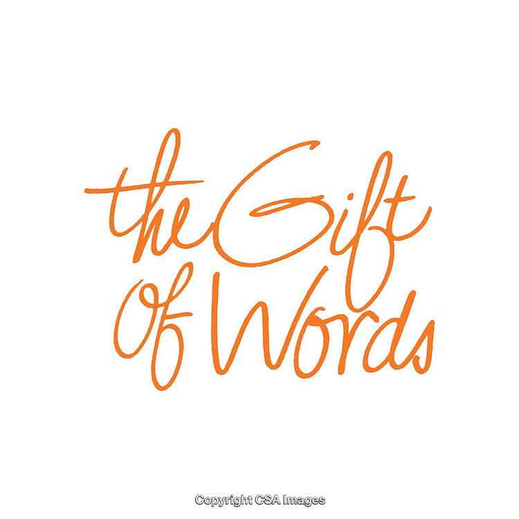 Scripted Text Illustration Showcasing 'The Gift of Words' In Vibrant Orange