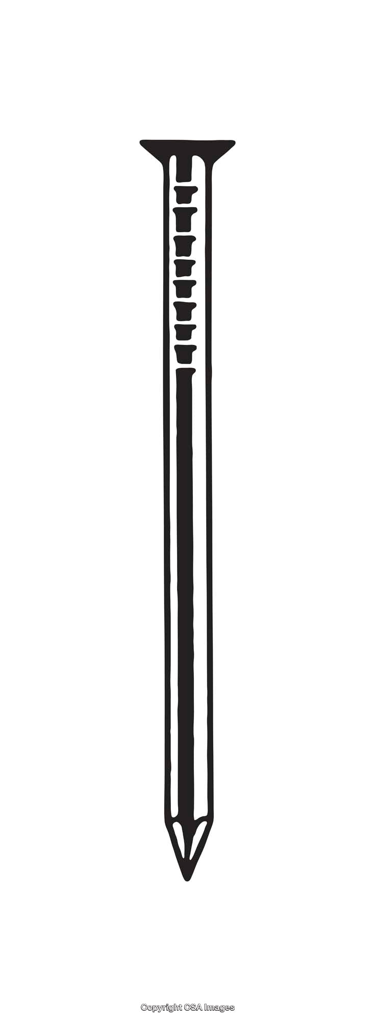 Black and White Line Art Illustration of a Nail With Detailing