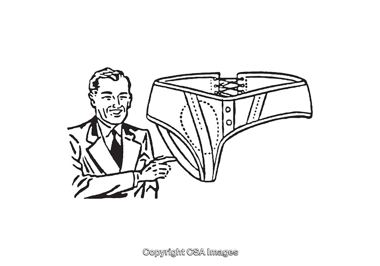 Vintage Black and White Illustration of a Man Showing Garment Design
