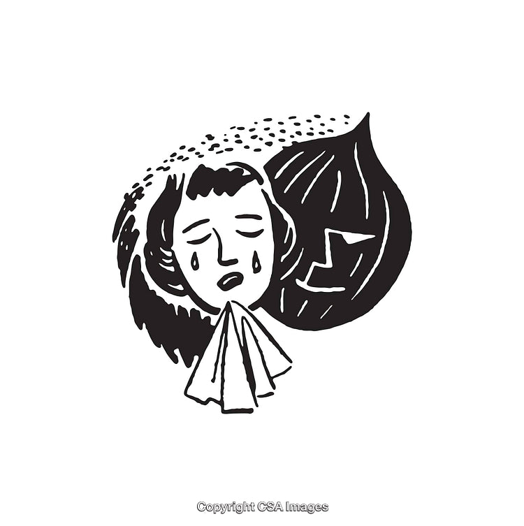 Black and White Line Art Illustration of a Tearful Person and Leaf