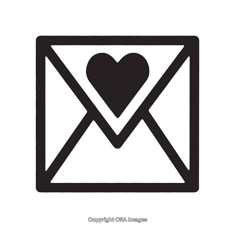 Heart Symbol Integrated Within a Letter Envelope Icon Design