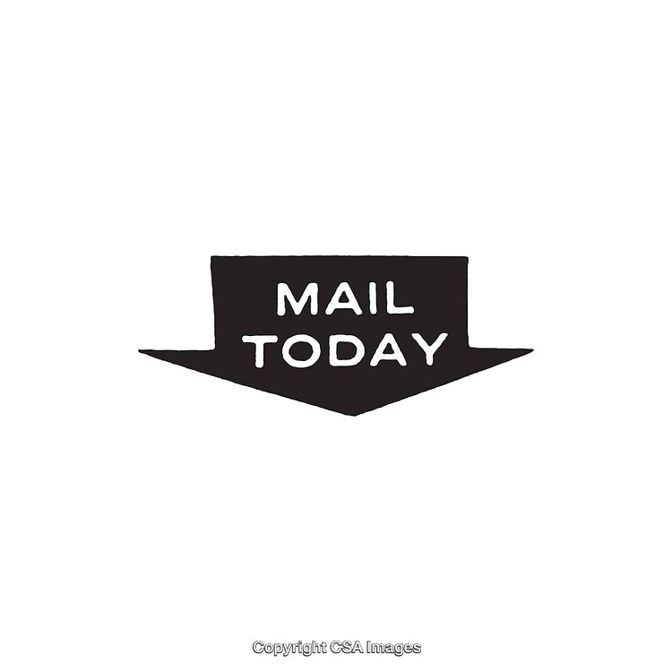 Retro Styled 'Mail Today' Arrow Icon on White Background