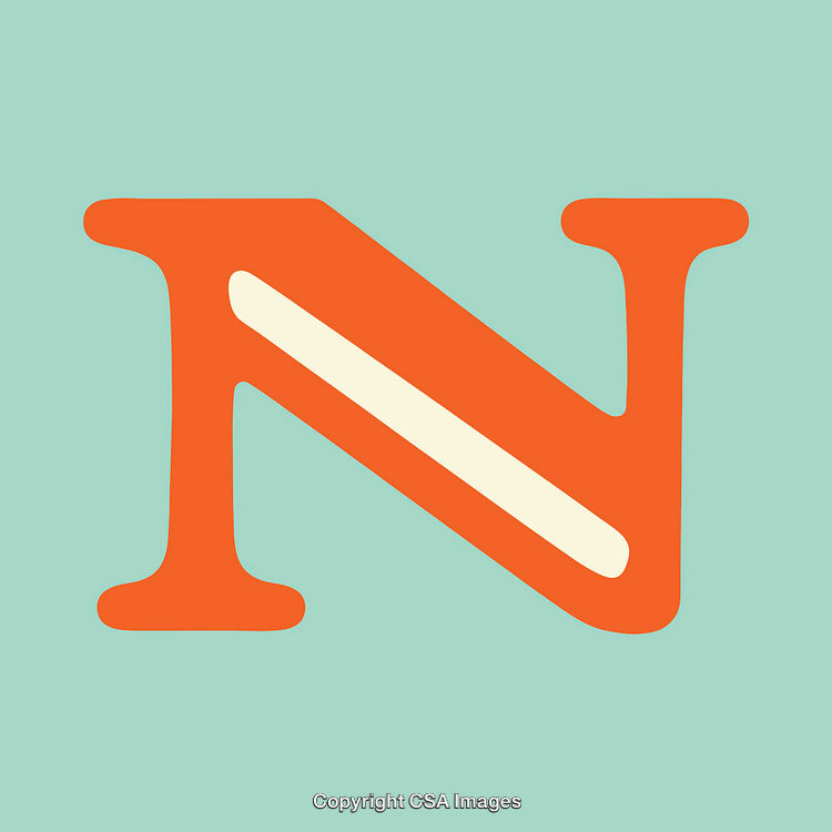 Bold Letter N in Retro Style with Elegant Color Contrast