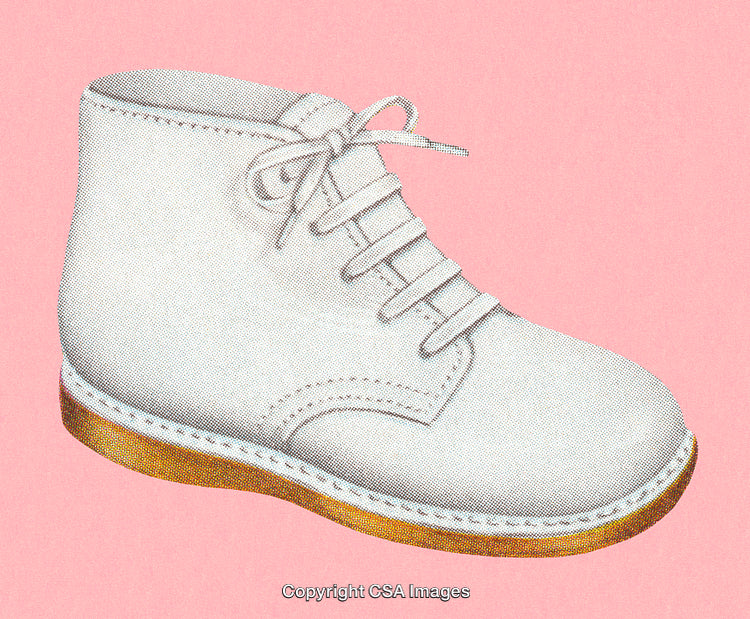Vintage Style Illustration of a White Boot on a Pink Background