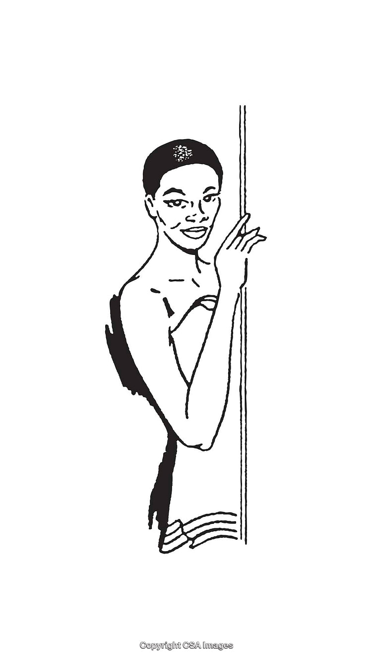 Elegant Black and White Line Art of a Woman