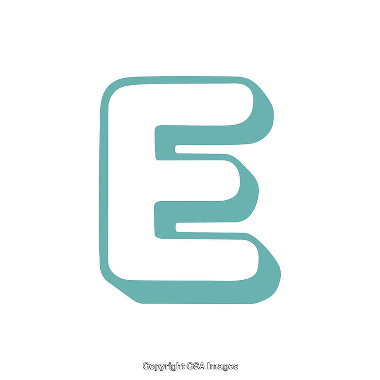 Abstract Stylized Teal Letter E Illustration on White Background