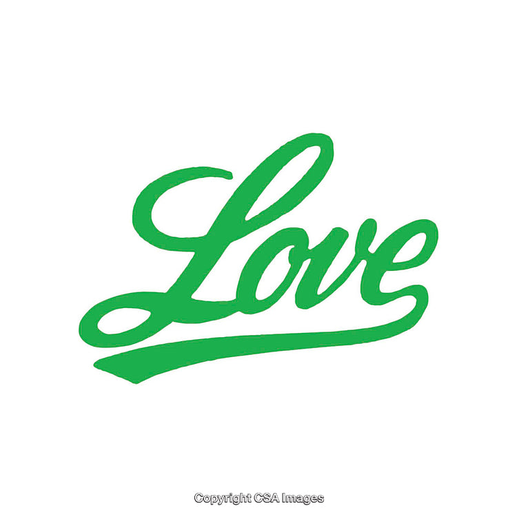 Green Calligraphy of 'Love' on a White Background in Elegant Style