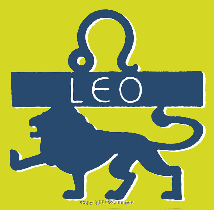 Leo Zodiac Symbol Featuring Blue Line Art on Vibrant Background