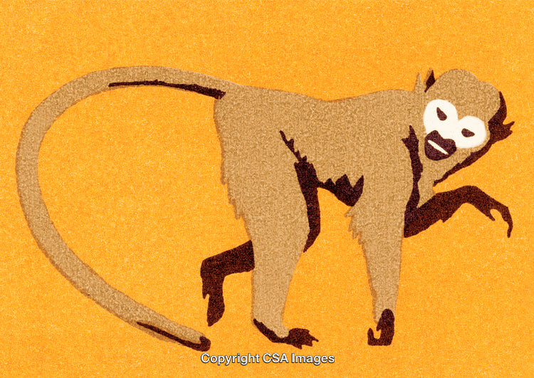 Illustration of Monkey on Bright Yellow Background with Bold Artistic Style
