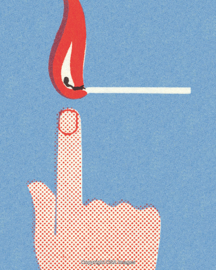 Abstract Illustration of Finger and Burning Matchstick in Pop Art Style