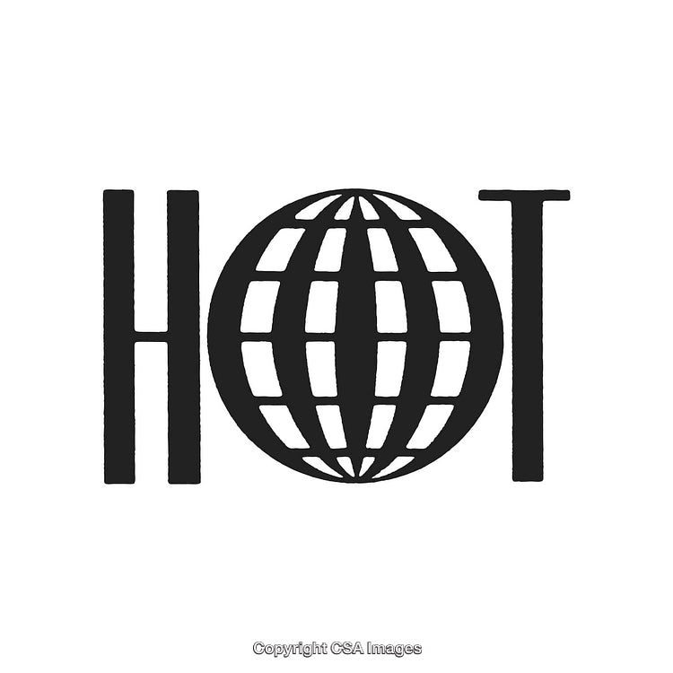 Creative Hot Text Design With Globe Element in Bold Black Shapes