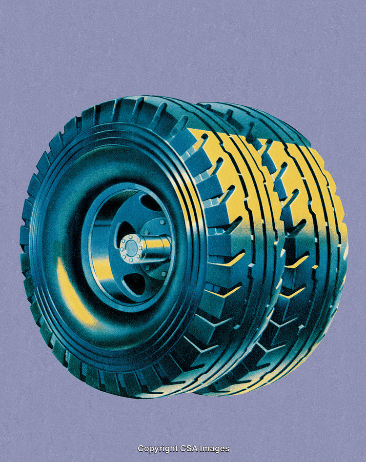 Stacked Vehicle Tires on Vibrant Background with a Bold Modern Appeal