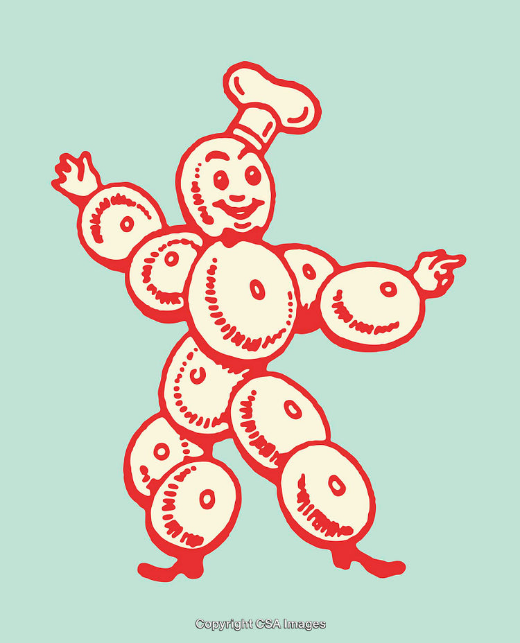 Playful Chef Illustration Made of Circular Shapes with a Vintage Charm