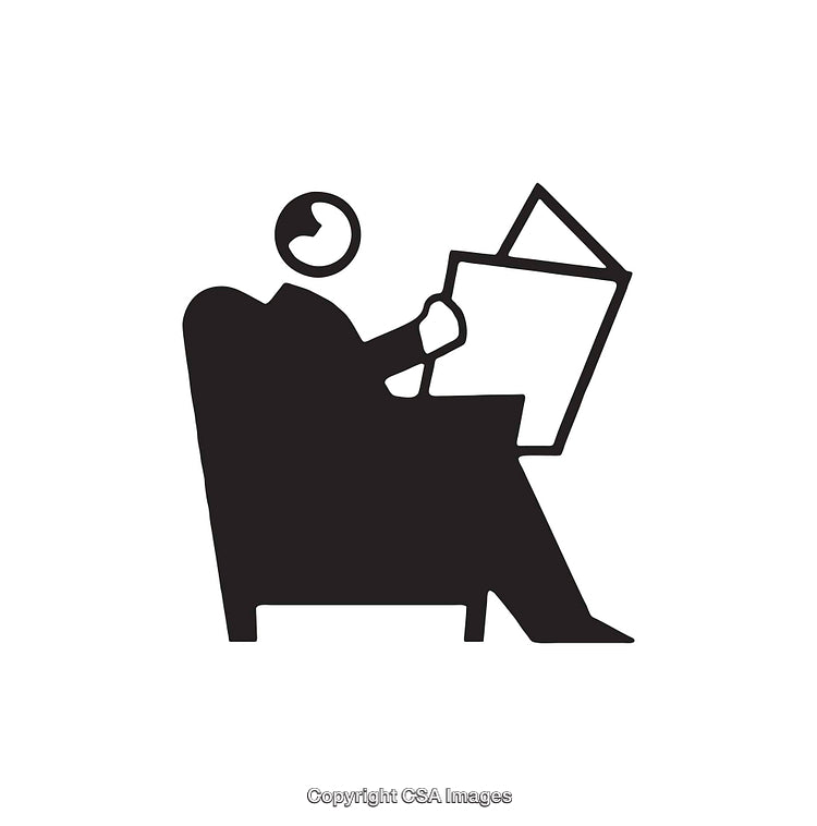Minimalistic Icon of a Person Sitting and Reading a Newspaper