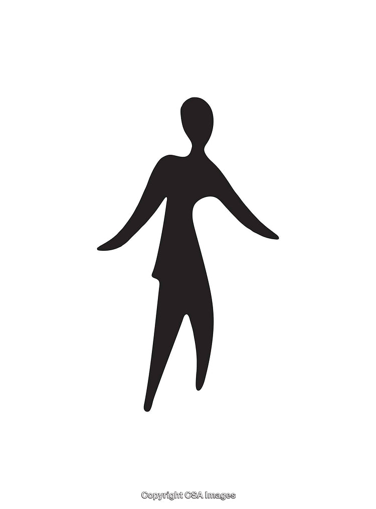 Minimalist Black Silhouette of Person in Abstract Pose on White Background