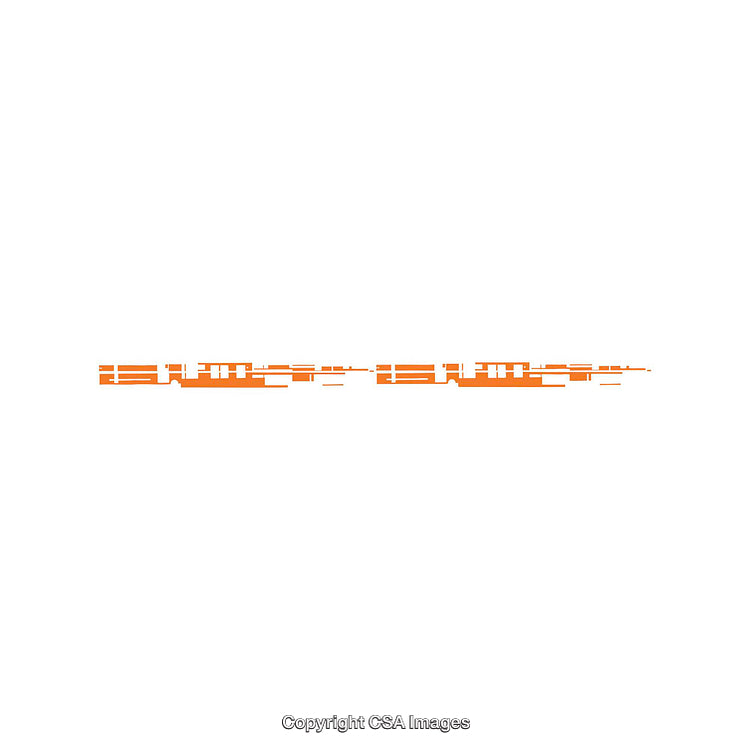 Geometric Abstract Composition Featuring Bold Orange and White Patterns