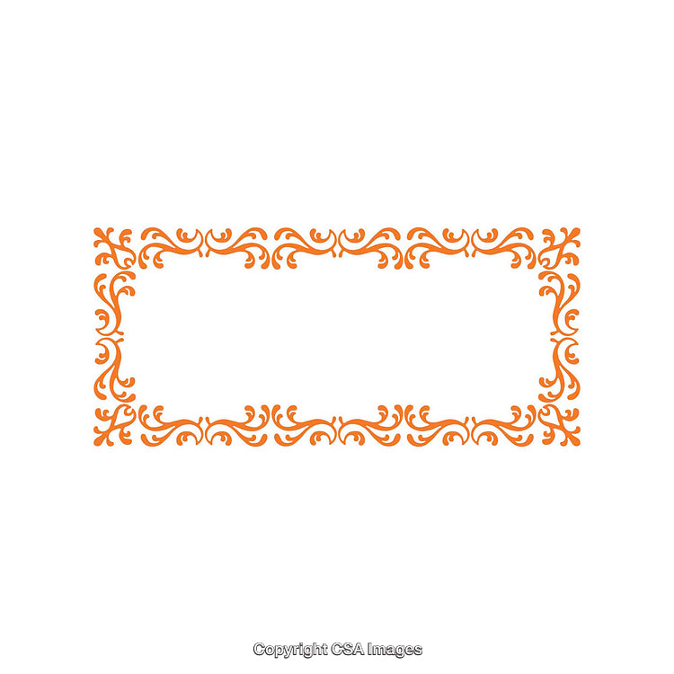 Elegant Orange Decorative Frame with Ornate Design on White Background