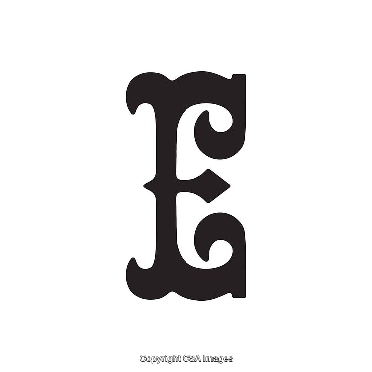Ornate Black Letter E on a Light Background in Elegant Typography