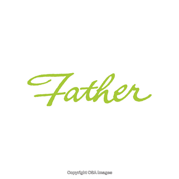 Elegant Lime Green 'Father' Calligraphy Text on Clean White Background
