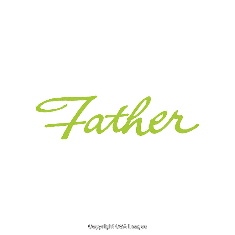 Elegant Lime Green 'Father' Calligraphy Text on Clean White Background