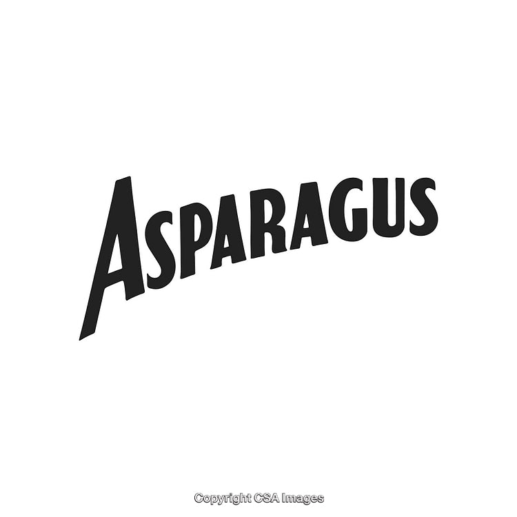 Bold Black Typography of the Word 'Asparagus' on White Background