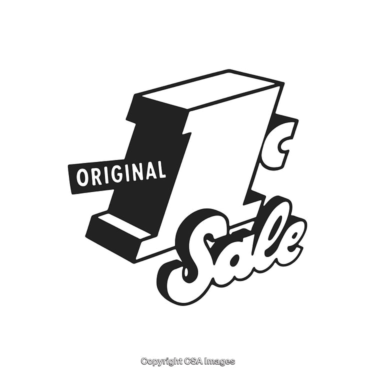 Vintage Design of One Cent Sale Promotional Graphic in Black and White