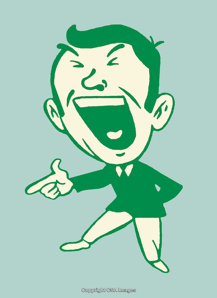 Vintage Cartoon Styled Illustration of Laughing and Pointing Character