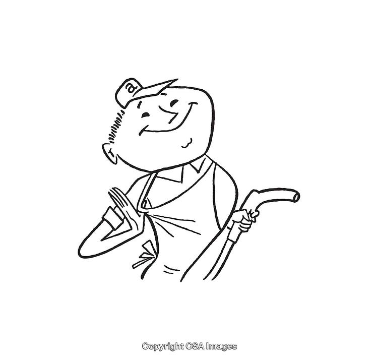 Vintage Style Line Art of a Smiling Worker Holding a Tool