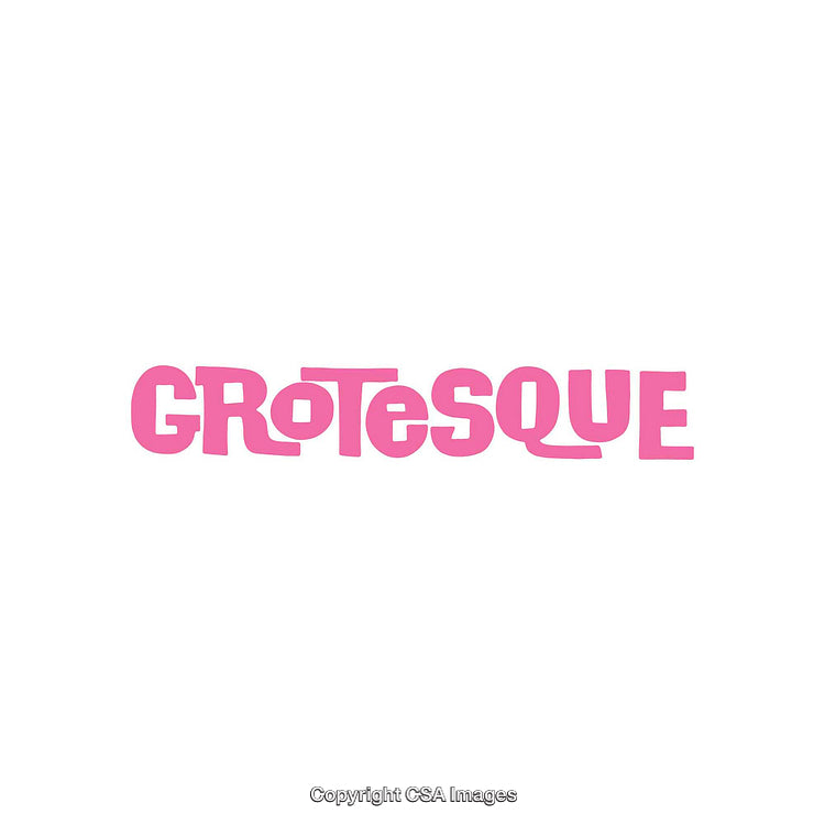 Pink Grotesque Text Design on White Background