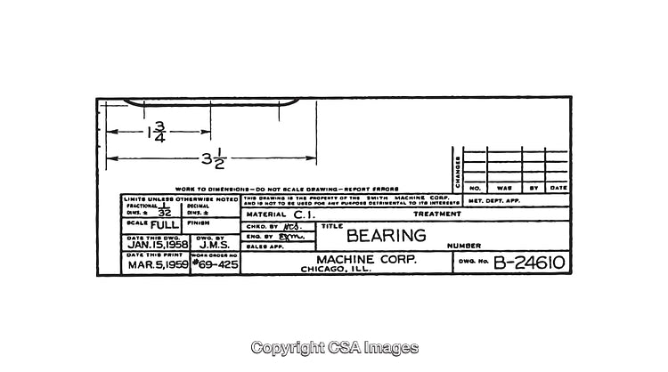 Black and White Mechanical Schematic Diagram of Bearing Specifications